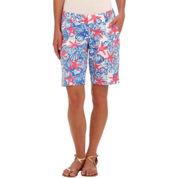 NEW Lilly Pulitzer CHIPPER SHORT Bermuda Resort White She She Shells Pink Sz 10 - Picture 4 of 14